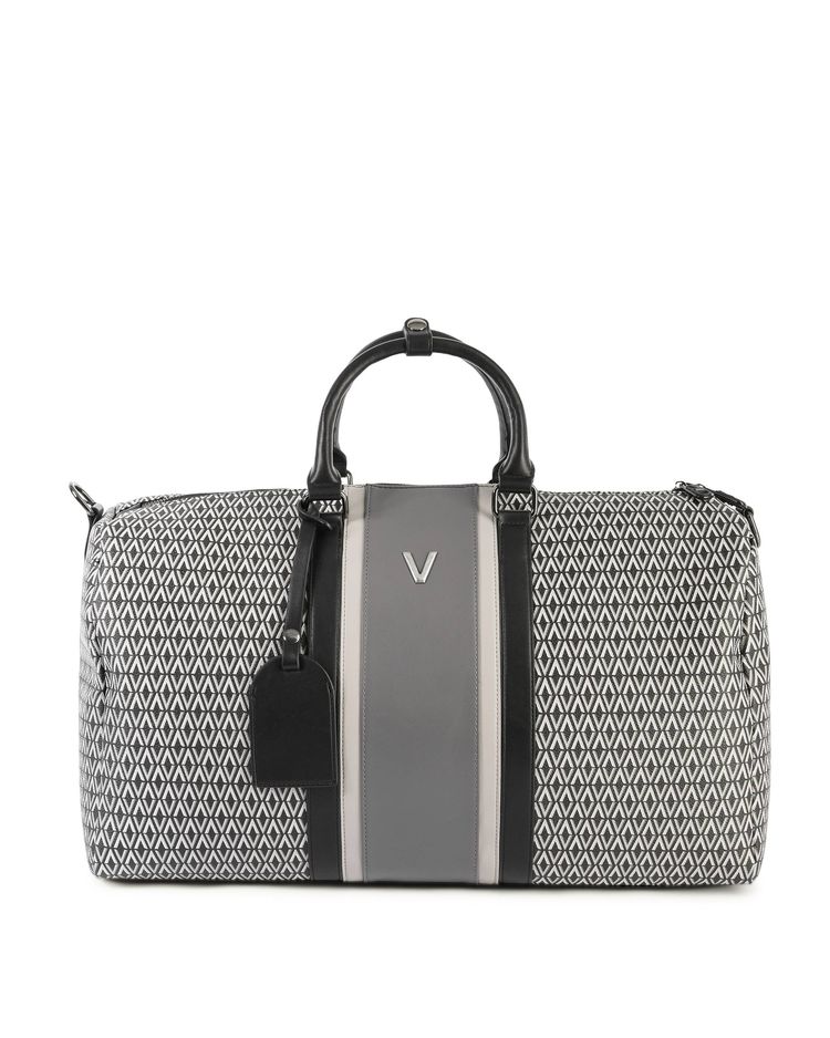 Black And Grey Patterned Duffle Bag